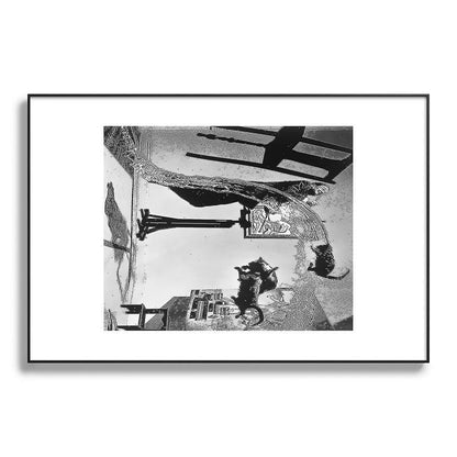 Dalí Atomicus, Salvador Dali painting with flying cats and water spurts surrealism / surrealist black and white photograph / photography by Philippe Halsman Framed Art Print Gallery Image 117