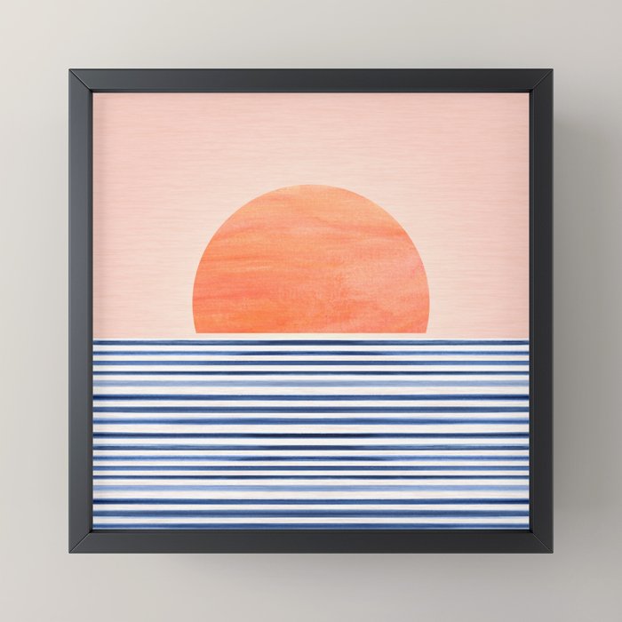 Summer Sunrise Minimal Abstract Landscape Mini Art Print Gallery Image 3