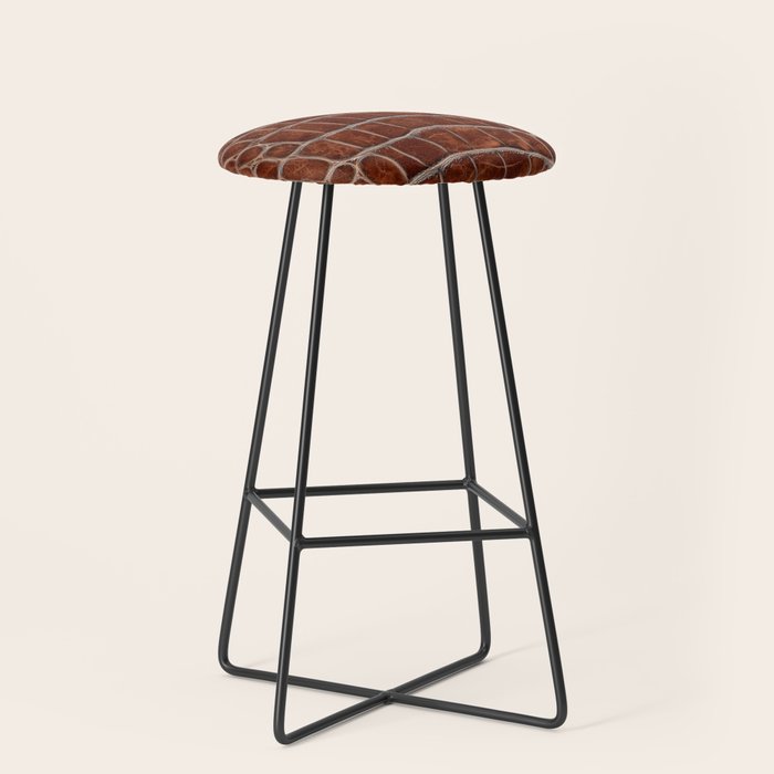 Crocodile Leather Pattern in Deep Brown Stool Gallery Image 1