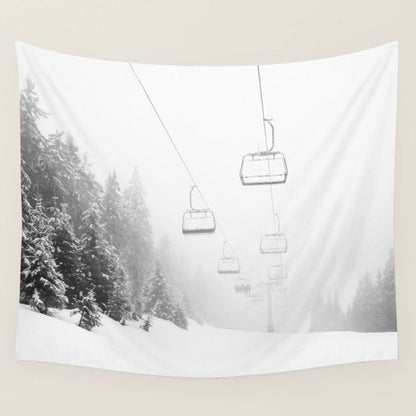 Ski Gondolas - Ski Lift Wall Tapestry Gallery Image 3