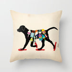 Black dog lab labrador buoy nautical beach ocean sandals flip flop art Throw Pillow Gallery Image 1