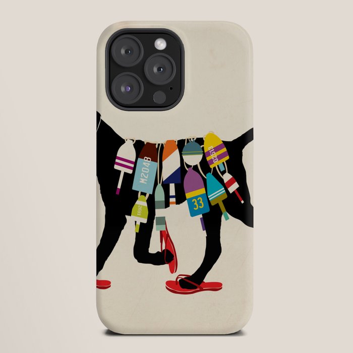 Black dog lab labrador buoy nautical beach ocean sandals flip flop art iPhone Case Gallery Image 20