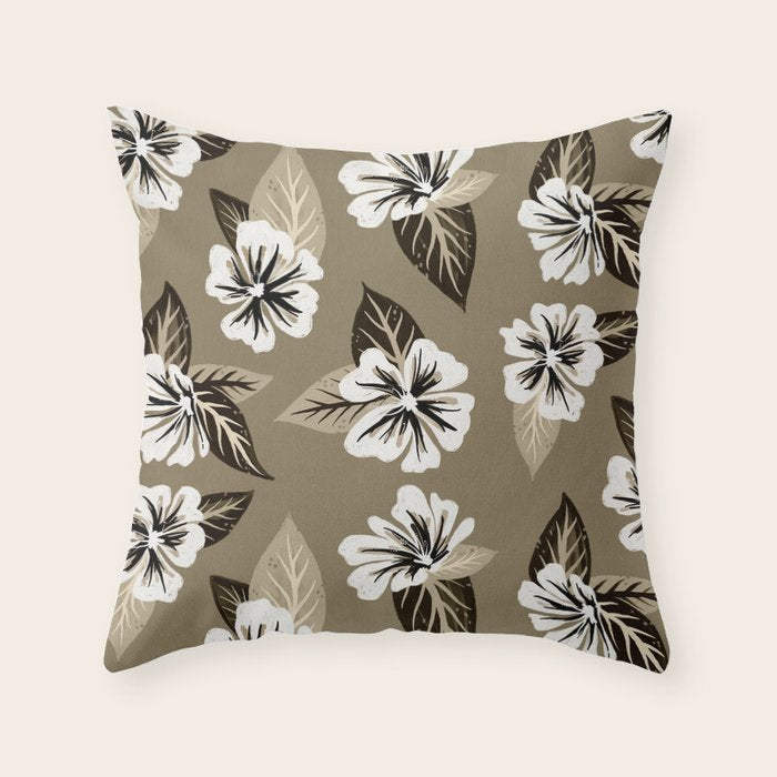 Mountain Wild Flowers - Sepia Throw Pillow Gallery Image 3