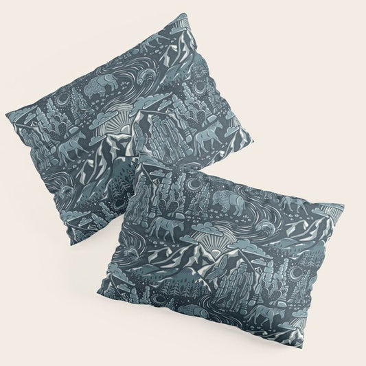 Wild West - Blue Pillow Sham Gallery Image 1