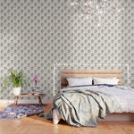 Vintage Sketched Block Print Floral - Green Raspberry Wallpaper Gallery Image 1