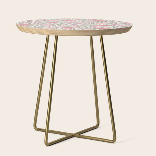 Modern Vintage Chic Blush Pink Forest Green Floral Side Table Gallery Image 1