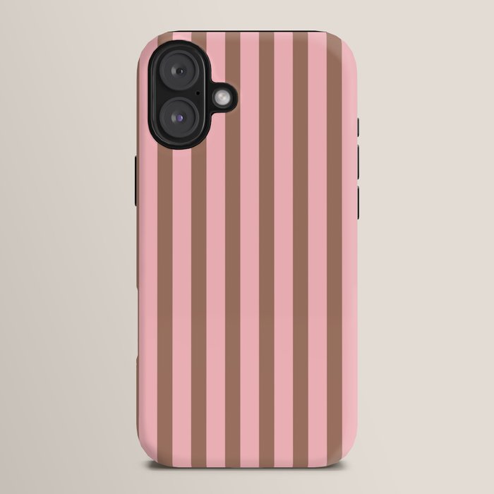 Mocha Brown and Pink Stripes Narrow Vertical Stripe Pattern iPhone Case Gallery Image 14