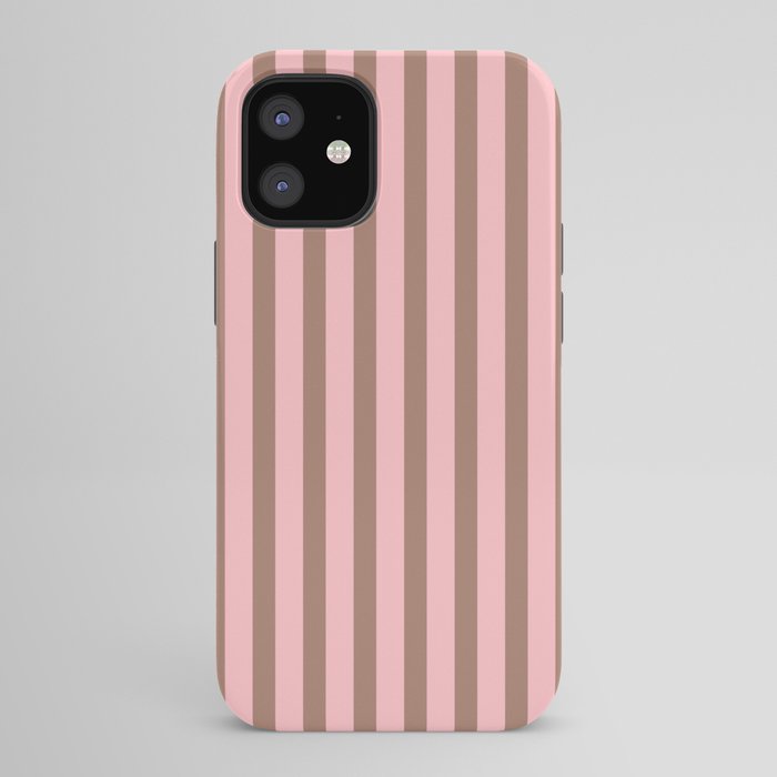 Mocha Brown and Pink Stripes Narrow Vertical Stripe Pattern iPhone Case Gallery Image 42