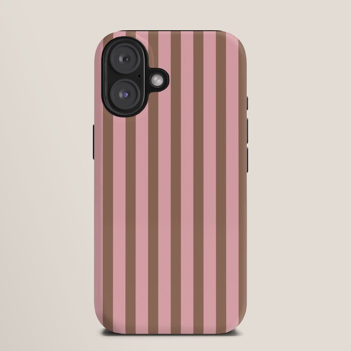Mocha Brown and Pink Stripes Narrow Vertical Stripe Pattern iPhone Case Gallery Image 9