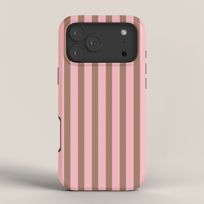Mocha Brown and Pink Stripes Narrow Vertical Stripe Pattern iPhone Case Gallery Image 4