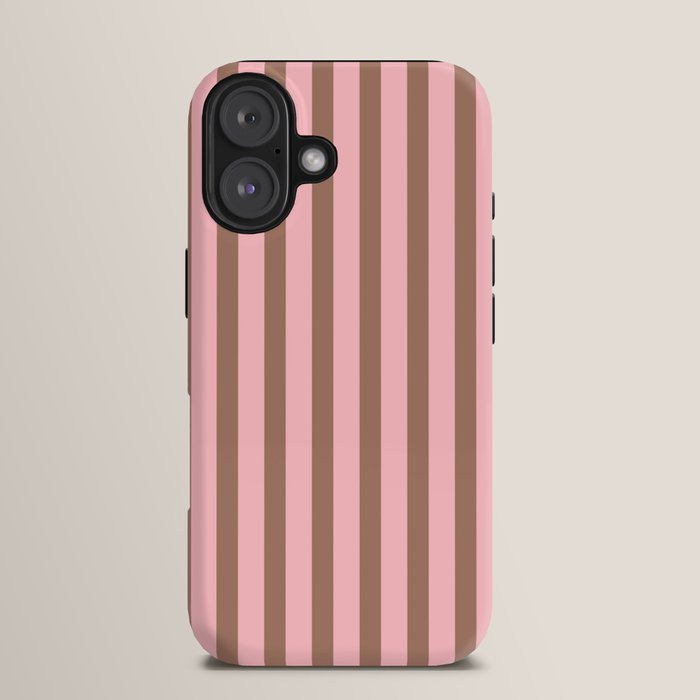 Mocha Brown and Pink Stripes Narrow Vertical Stripe Pattern iPhone Case Gallery Image 13