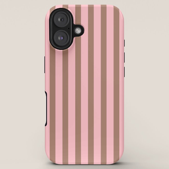 Mocha Brown and Pink Stripes Narrow Vertical Stripe Pattern iPhone Case Gallery Image 5