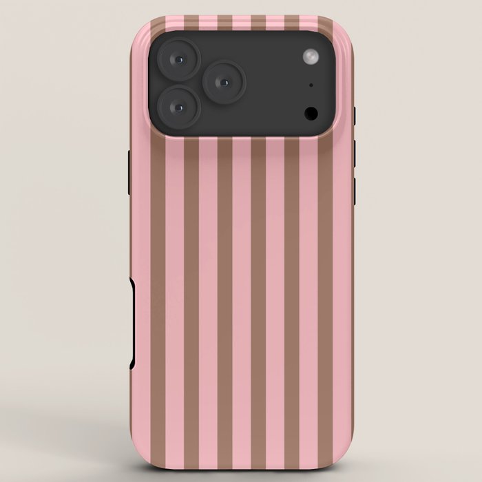 Mocha Brown and Pink Stripes Narrow Vertical Stripe Pattern iPhone Case Gallery Image 8