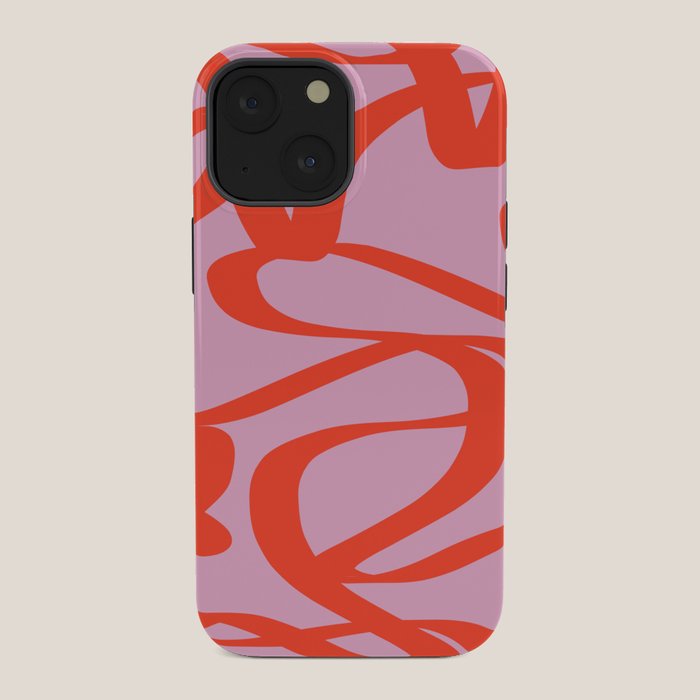 Pink Retro Lines Modern Abstract Brush Shapes Midcentury Line Shapes Vintage iPhone Case Gallery Image 34