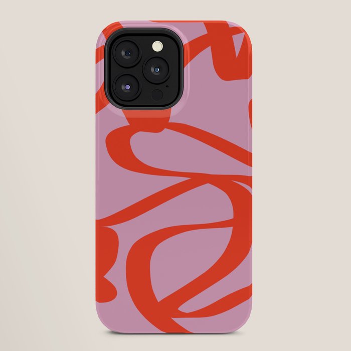 Pink Retro Lines Modern Abstract Brush Shapes Midcentury Line Shapes Vintage iPhone Case Gallery Image 28