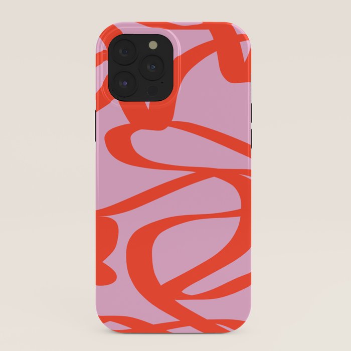 Pink Retro Lines Modern Abstract Brush Shapes Midcentury Line Shapes Vintage iPhone Case Gallery Image 40