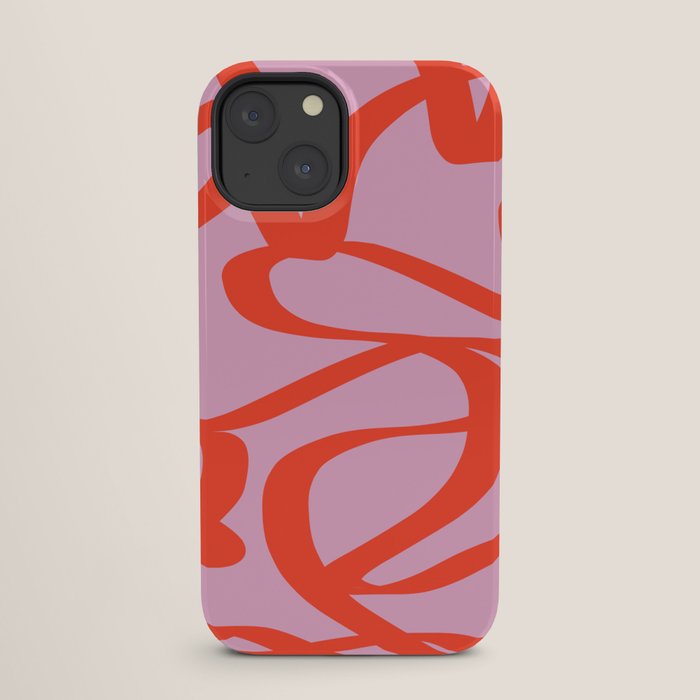 Pink Retro Lines Modern Abstract Brush Shapes Midcentury Line Shapes Vintage iPhone Case Gallery Image 25