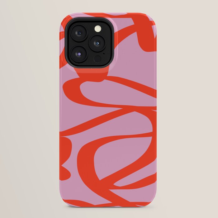 Pink Retro Lines Modern Abstract Brush Shapes Midcentury Line Shapes Vintage iPhone Case Gallery Image 24