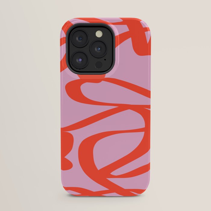 Pink Retro Lines Modern Abstract Brush Shapes Midcentury Line Shapes Vintage iPhone Case Gallery Image 31