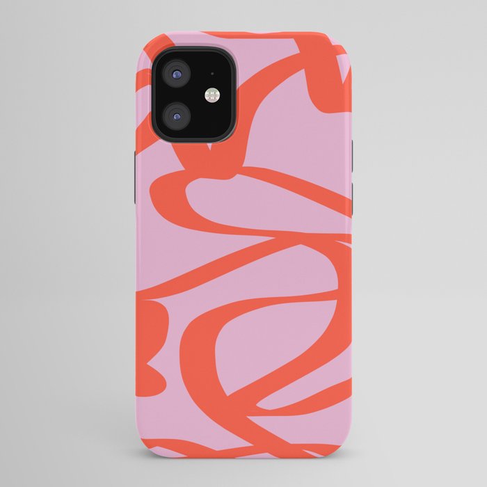 Pink Retro Lines Modern Abstract Brush Shapes Midcentury Line Shapes Vintage iPhone Case Gallery Image 42