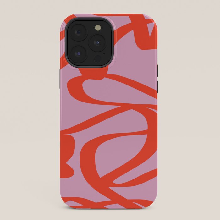 Pink Retro Lines Modern Abstract Brush Shapes Midcentury Line Shapes Vintage iPhone Case Gallery Image 36