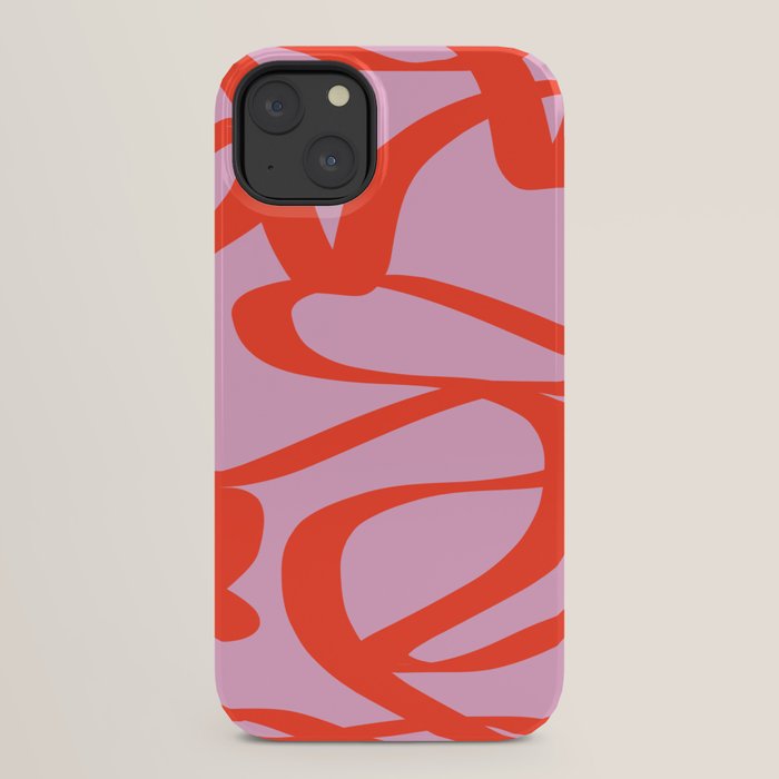 Pink Retro Lines Modern Abstract Brush Shapes Midcentury Line Shapes Vintage iPhone Case Gallery Image 30
