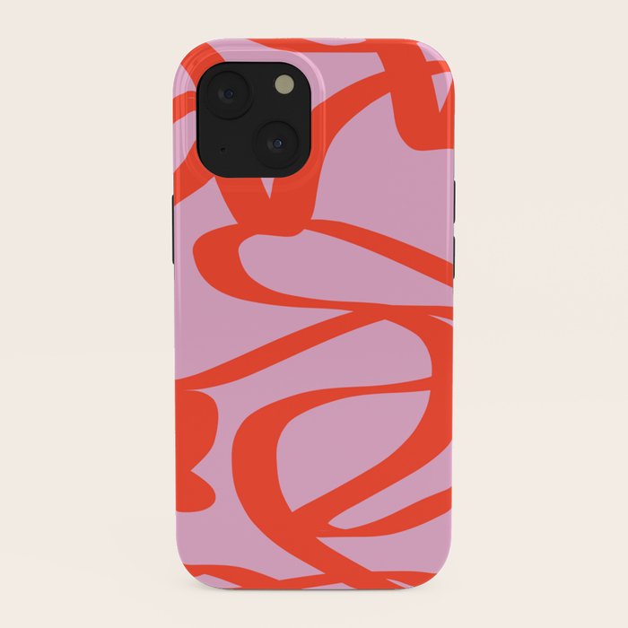 Pink Retro Lines Modern Abstract Brush Shapes Midcentury Line Shapes Vintage iPhone Case Gallery Image 38