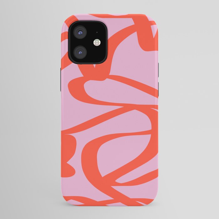 Pink Retro Lines Modern Abstract Brush Shapes Midcentury Line Shapes Vintage iPhone Case Gallery Image 41