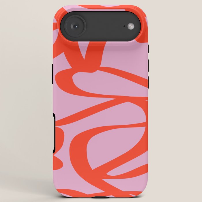 Pink Retro Lines Modern Abstract Brush Shapes Midcentury Line Shapes Vintage iPhone Case Gallery Image 6