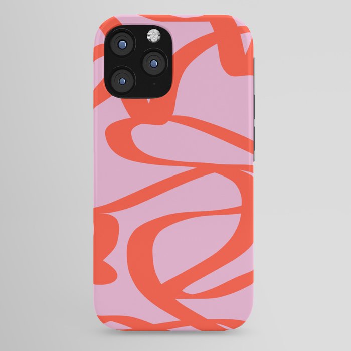 Pink Retro Lines Modern Abstract Brush Shapes Midcentury Line Shapes Vintage iPhone Case Gallery Image 44