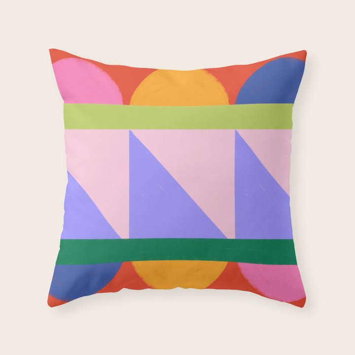 Folk Art Color Block Throw Pillow Gallery Image 1