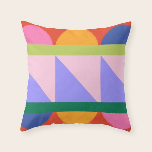 Folk Art Color Block Throw Pillow Gallery Image 1