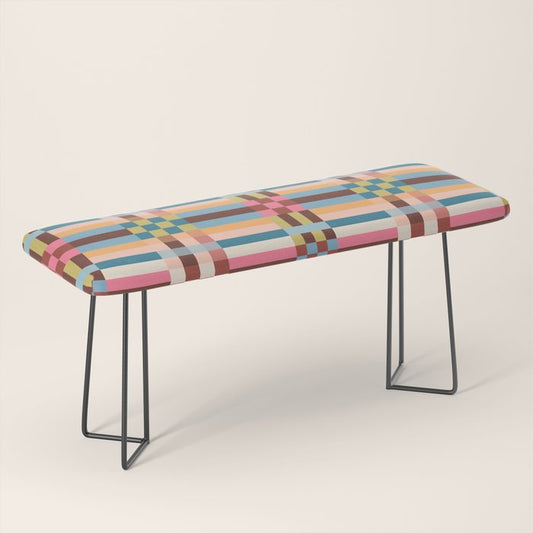 Woven Checks and Stripes Multicolored Bench Gallery Image 1
