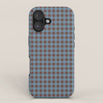 Cozy Gingham Plaid Eclectic Checkered Pattern in Brown and Blue iPhone Case Gallery Image 1