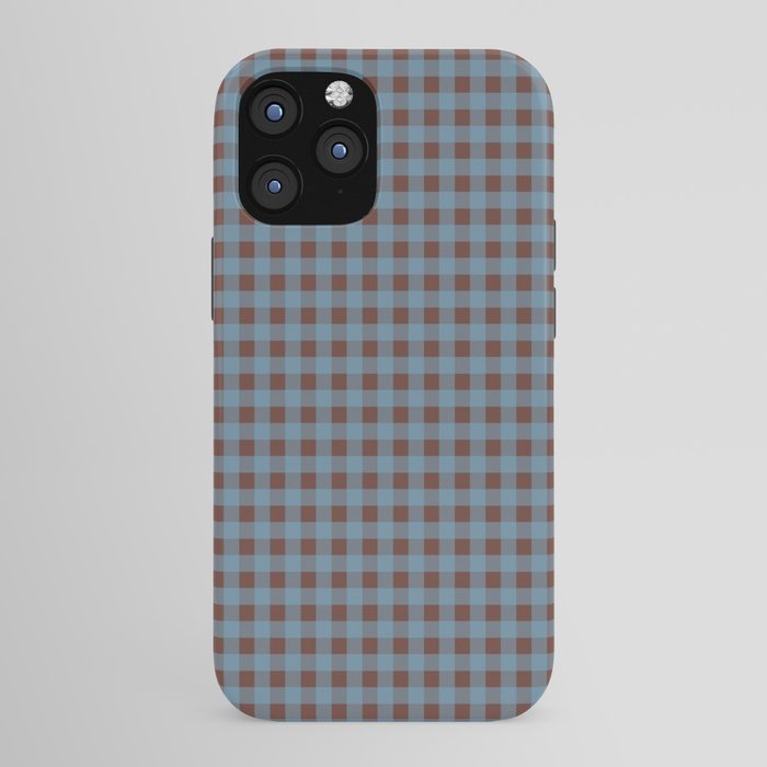 Cozy Gingham Plaid Eclectic Checkered Pattern in Brown and Blue iPhone Case Gallery Image 43