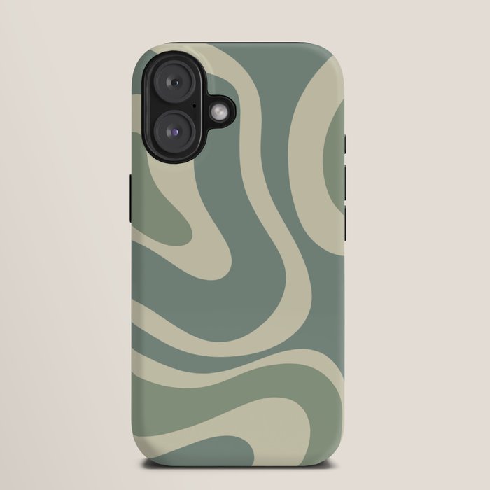 Modern Retro Liquid Swirl Abstract in Eucalyptus Green iPhone Case Gallery Image 9