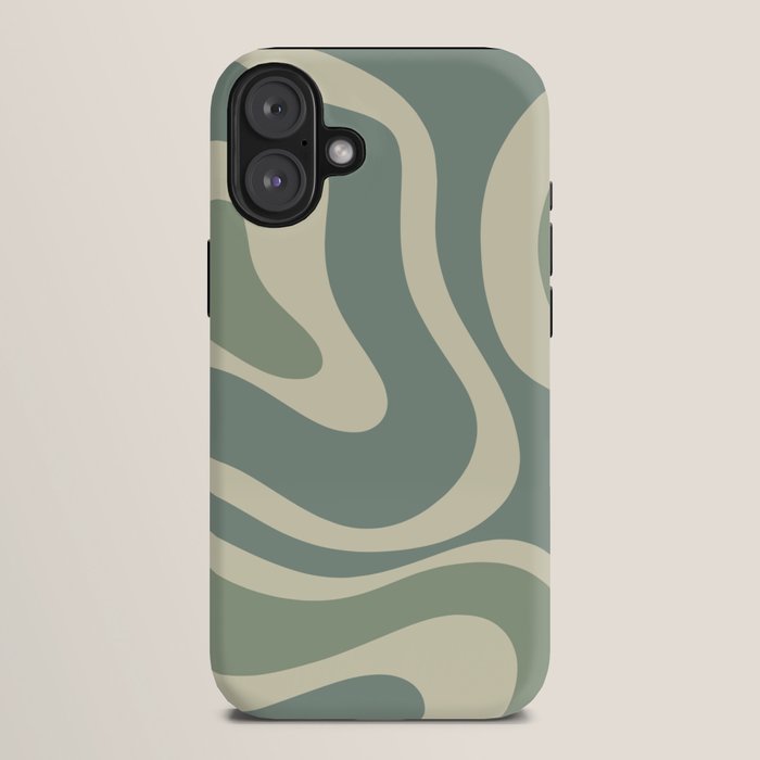 Modern Retro Liquid Swirl Abstract in Eucalyptus Green iPhone Case Gallery Image 10