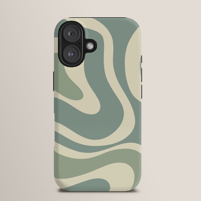 Modern Retro Liquid Swirl Abstract in Eucalyptus Green iPhone Case Gallery Image 13