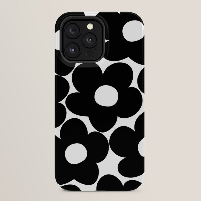 Black & White Retro Daisies #1 #decor #art #society6 iPhone Case Gallery Image 24
