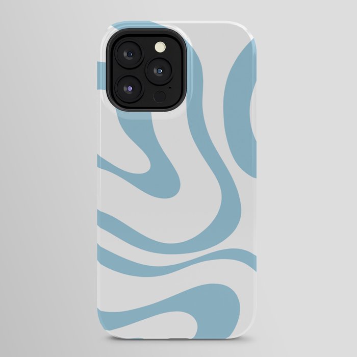 Retro Modern Liquid Swirl Abstract Pattern Square in Light Blue and White iPhone Case Gallery Image 32