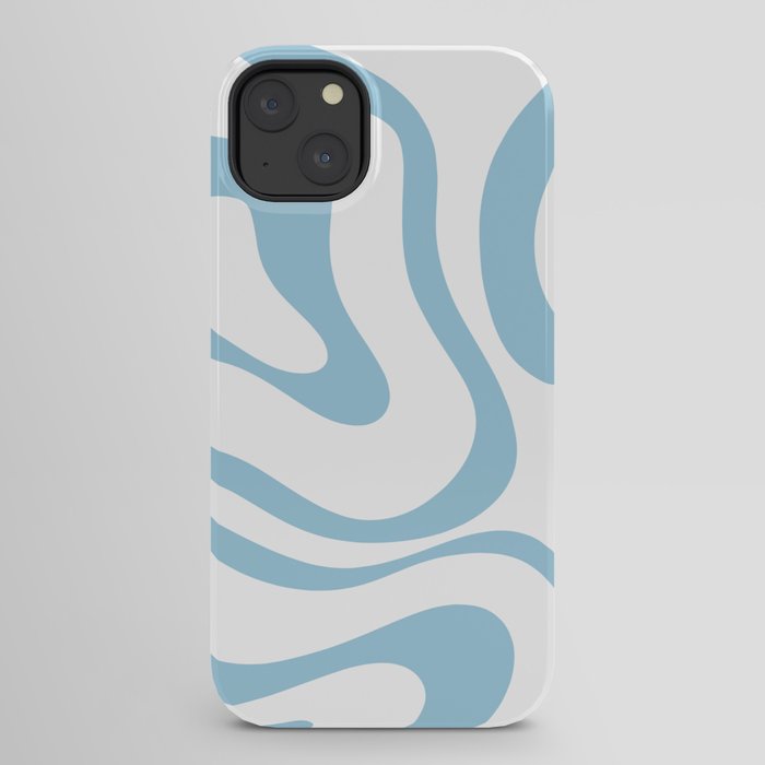 Retro Modern Liquid Swirl Abstract Pattern Square in Light Blue and White iPhone Case Gallery Image 30