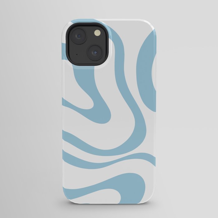Retro Modern Liquid Swirl Abstract Pattern Square in Light Blue and White iPhone Case Gallery Image 29