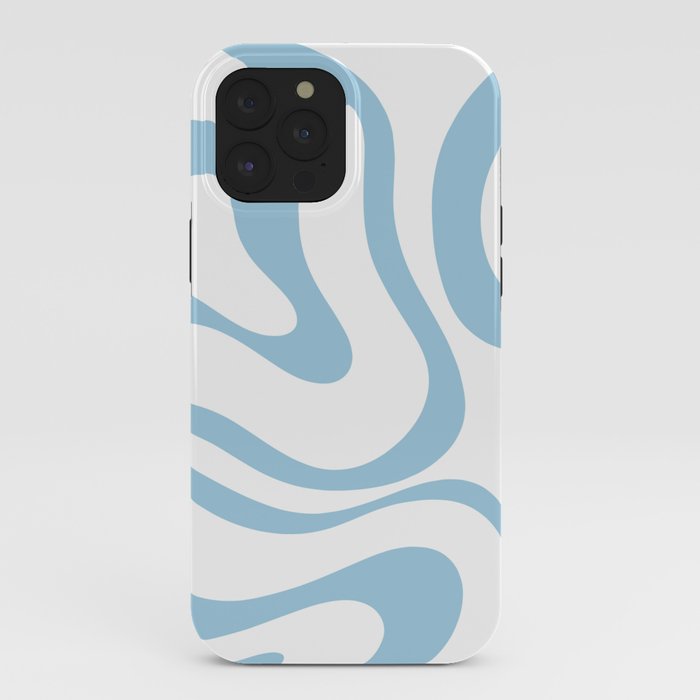 Retro Modern Liquid Swirl Abstract Pattern Square in Light Blue and White iPhone Case Gallery Image 40