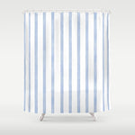 Classic Blue Watercolor Summer Stripes Shower Curtain Gallery Image 1