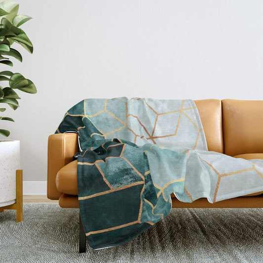 Teal Hexagons Throw Blanket Gallery Image 2