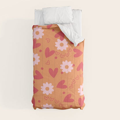 Hearts and Flowers on Orange Comforter Gallery Image 9