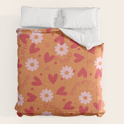 Hearts and Flowers on Orange Comforter Gallery Image 7