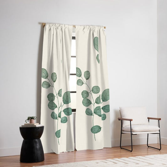 Watercolor Eucalyptus Window Curtain Gallery Image 2