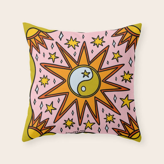Yin Yang Sun Throw Pillow Gallery Image 1