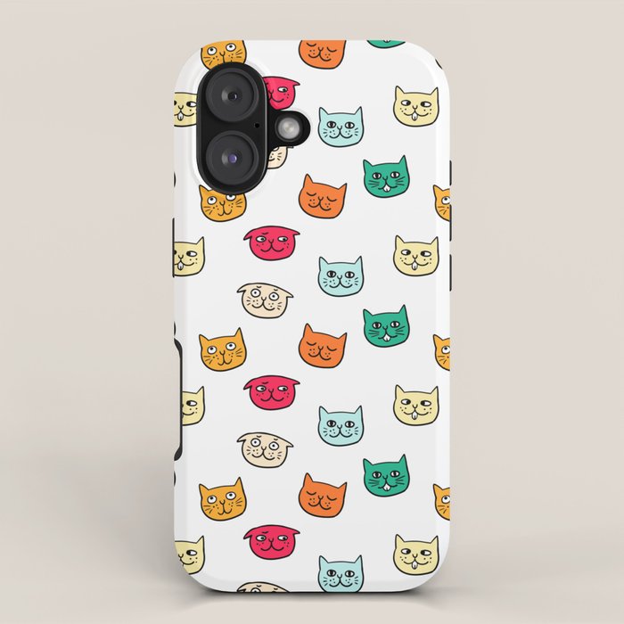 Cat heads in colors iPhone Case Gallery Image 1